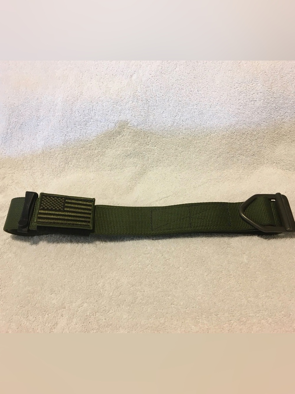 Olive Green Tactical Web Belt for Men. Cut for exact fit new never used